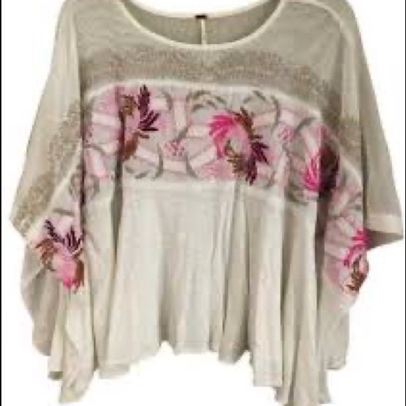 Free People Tops - Free People pale pink, embroidered swing top- XS
